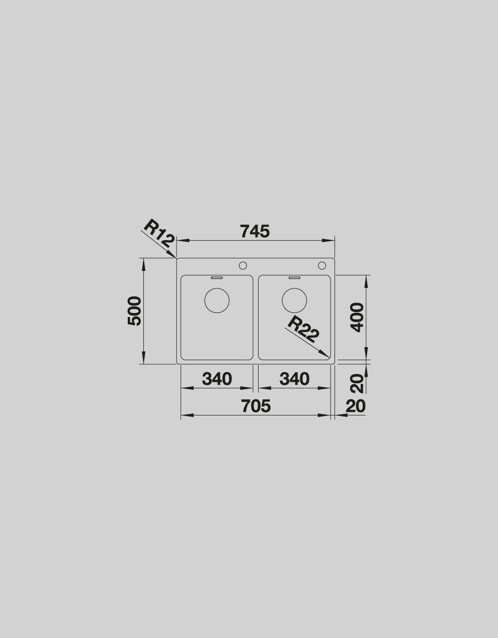 BLANCO ANDANO 340 / 340 - IF / A PASLANMAZ ÇELİK EVİYE - Paslanmaz Çelik